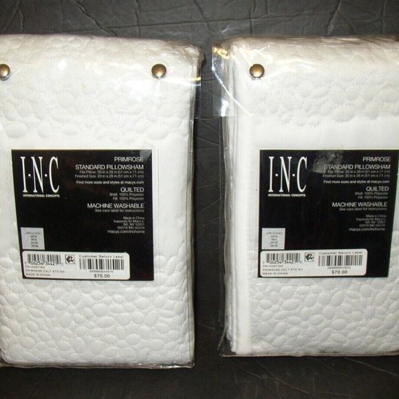PAIR International Concepts INC Primrose Quilted Standard Pillow Shams White NEW - Picture 2 of 6